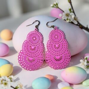 Elegant Pink Lace Earrings